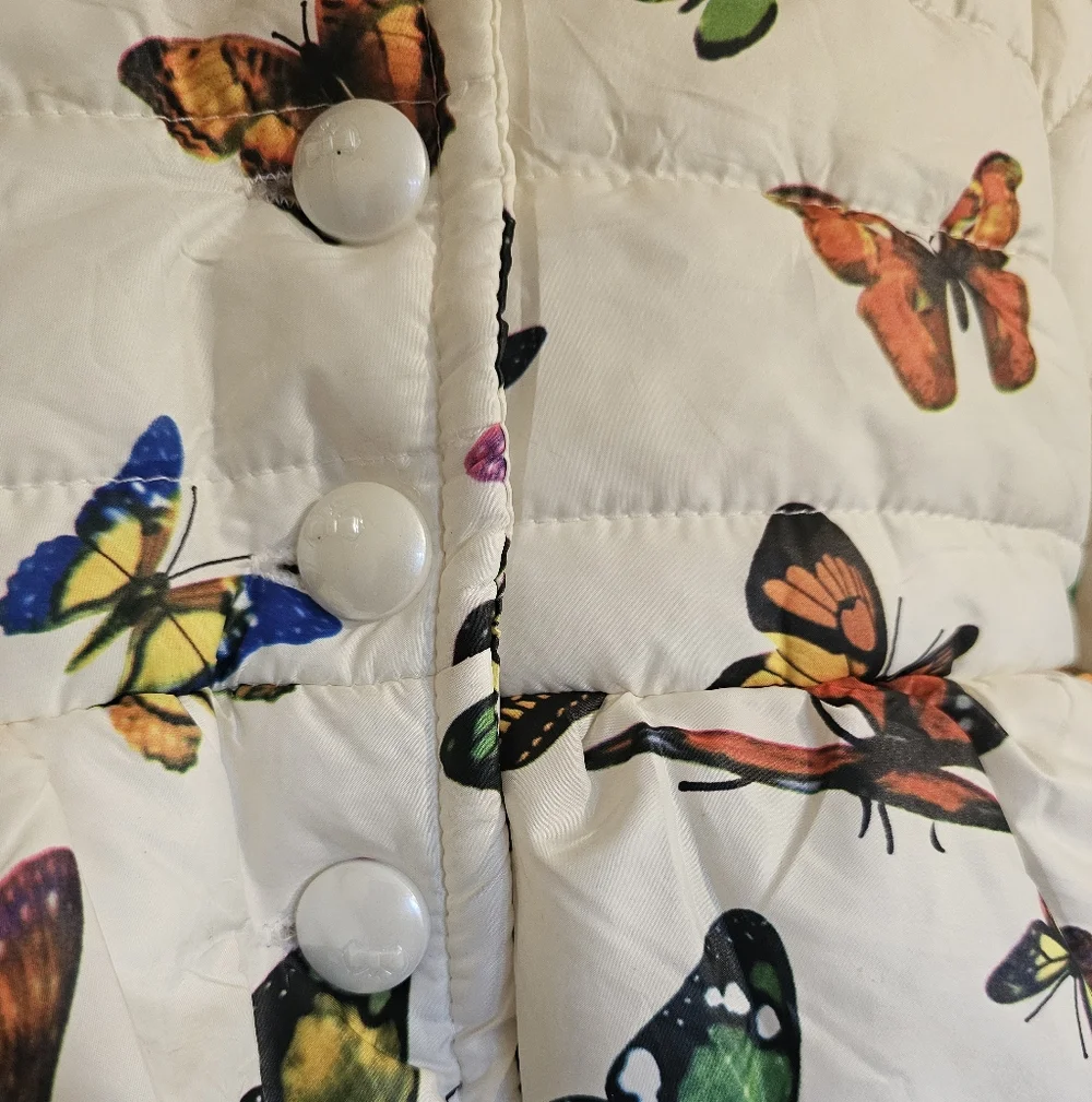 Dorami Toddler Adorable Butterfly Winter Jacket W Detatchable Hood & Bow On Back - Picture 2 of 8